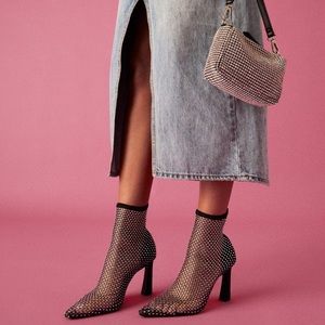 Steve Madden Saphina Rhinestone Mesh Ankle Boots